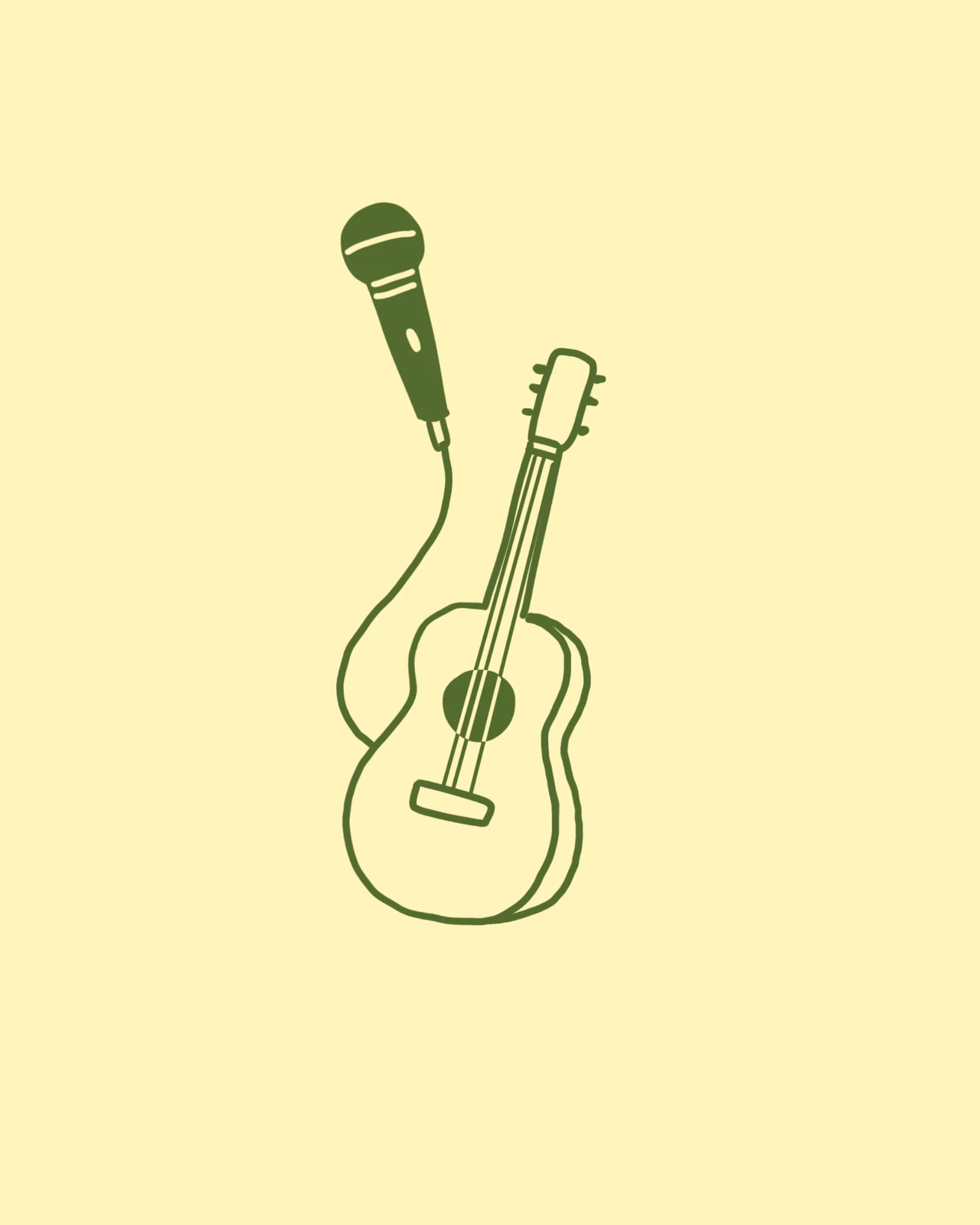 Guitarra ilustrada para el micrófono abierto
